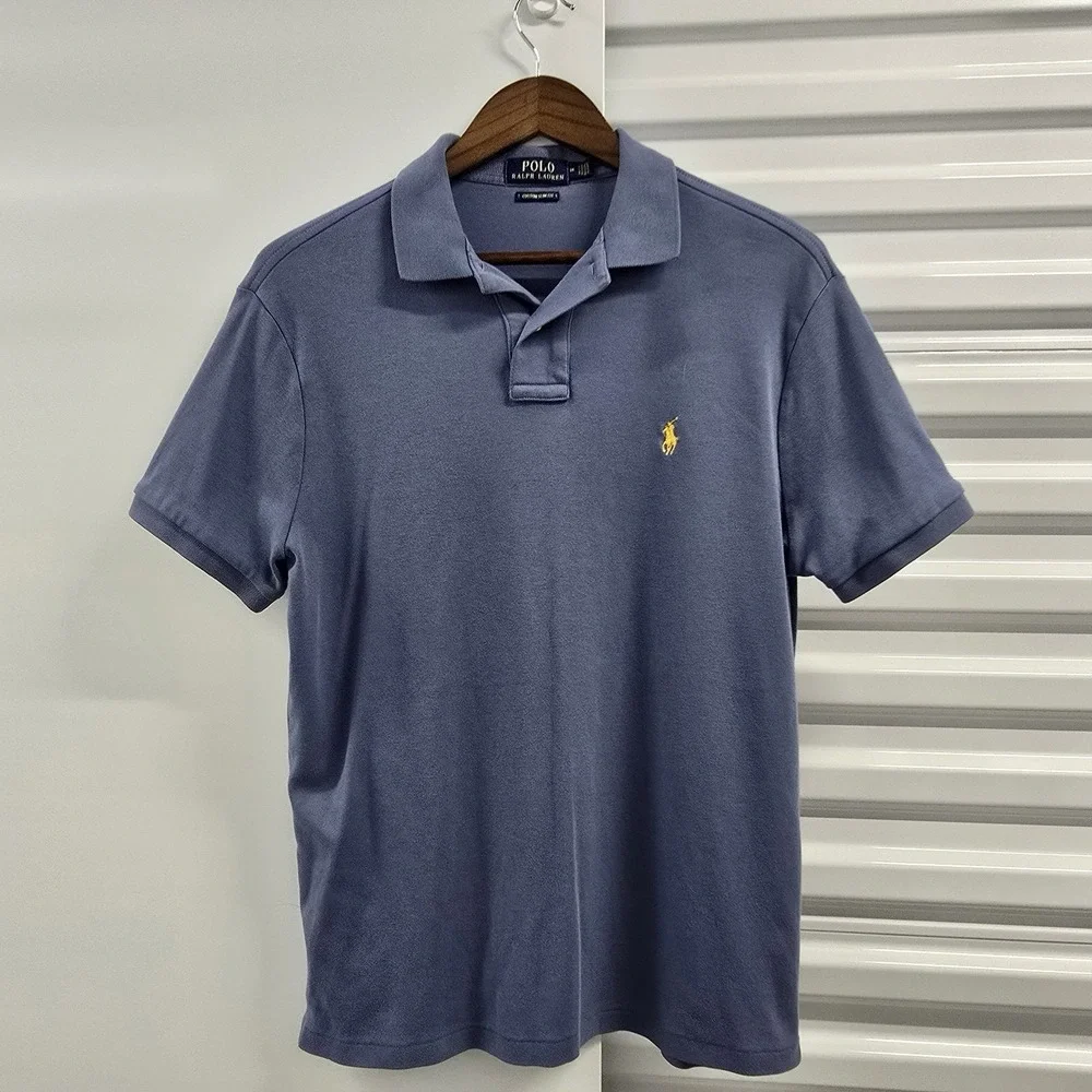 Polo Ralph Lauren Custom Slim Fit Polo Shirt Blue Men's Medium Cotton